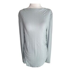 Urban Social Ruched‎ Long Sleeve Top Textured Knit Light Blue XL NWT
